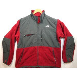 The North Face Denali Jacket Polartec Fleece Red Gray Full Zip Vtg Coat Mens XXL